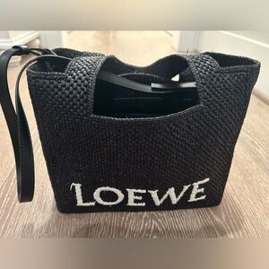 Loewe black straw bag